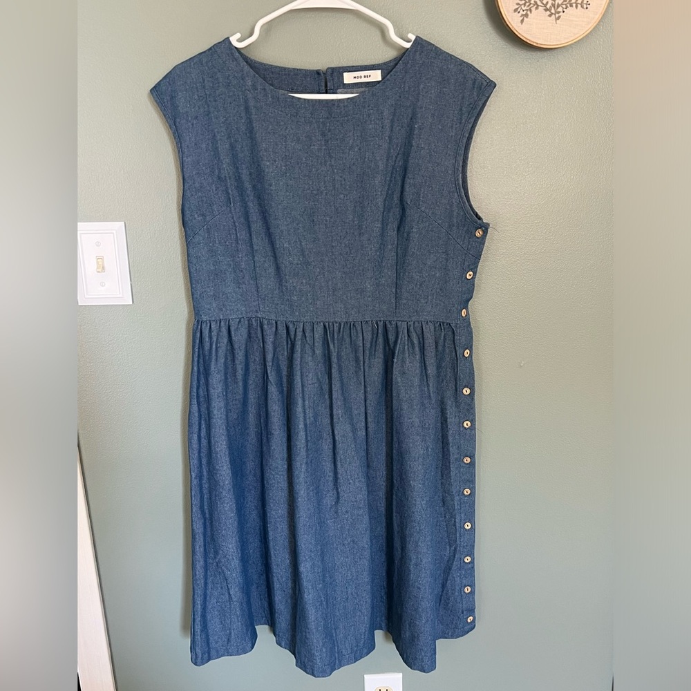 MOD REF 100% COTTON high neck denim dress